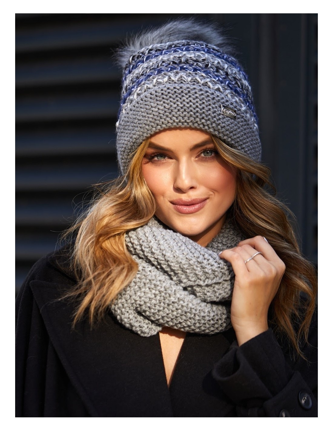 Winter set with a colorful pattern, dark gray C51 - Online store - Boutique